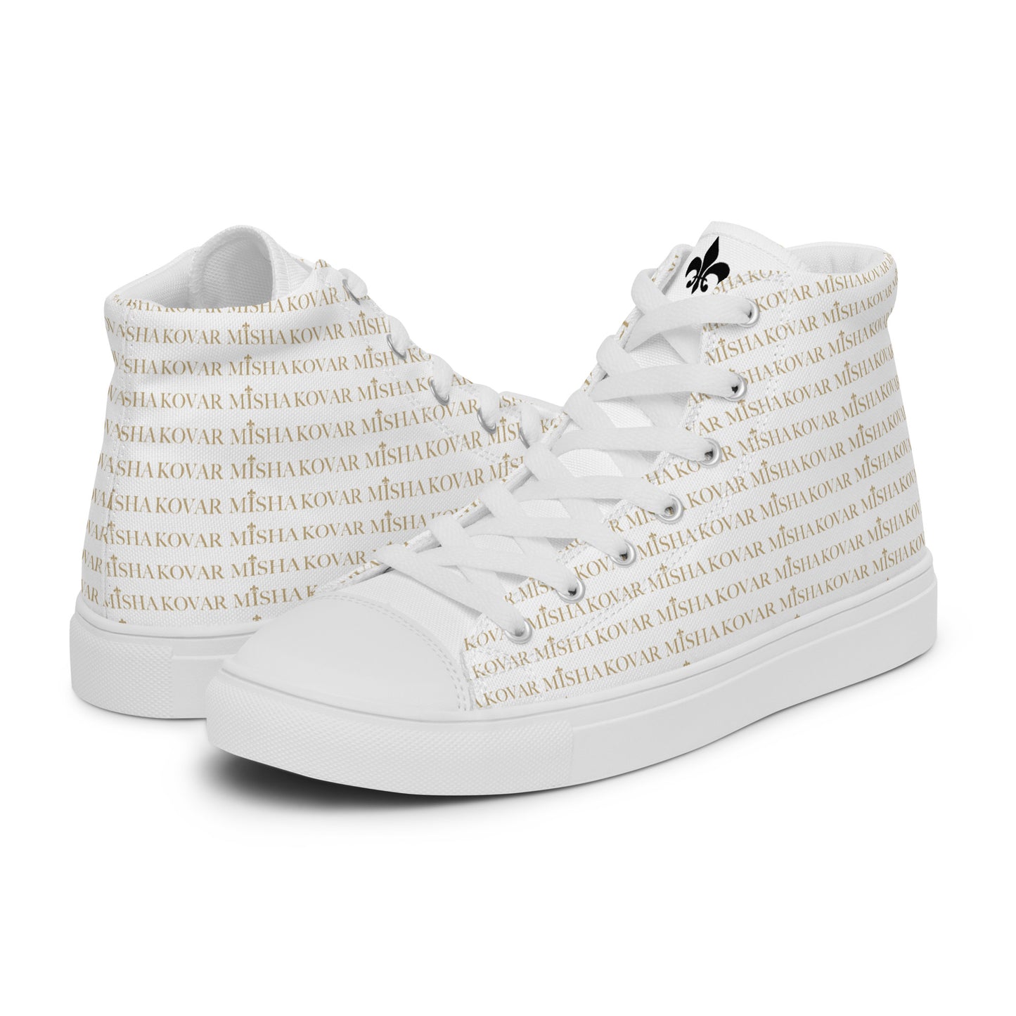 Misha Kovar "Glamorous" High-Top Leinenschuhe für Damen (weiß - gold)