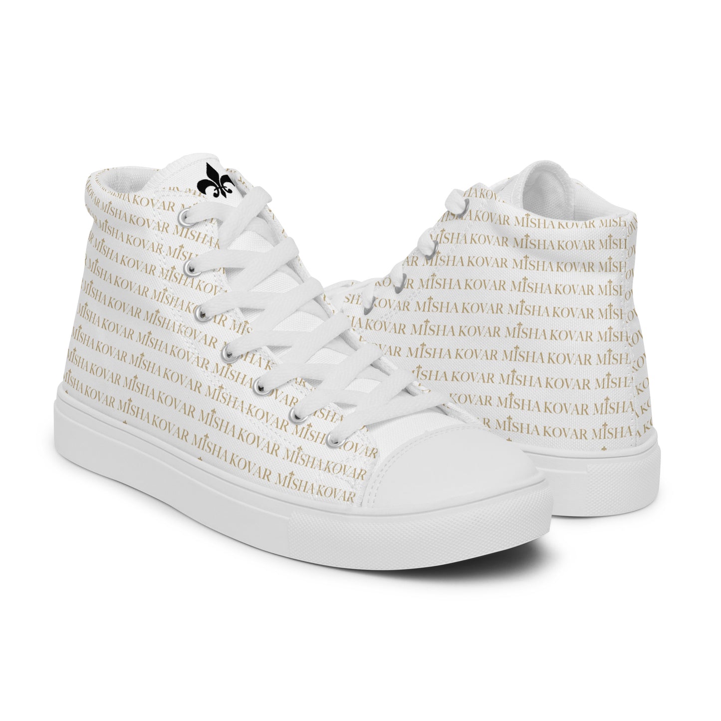 Misha Kovar "Glamorous" High-Top Leinenschuhe für Damen (weiß - gold)