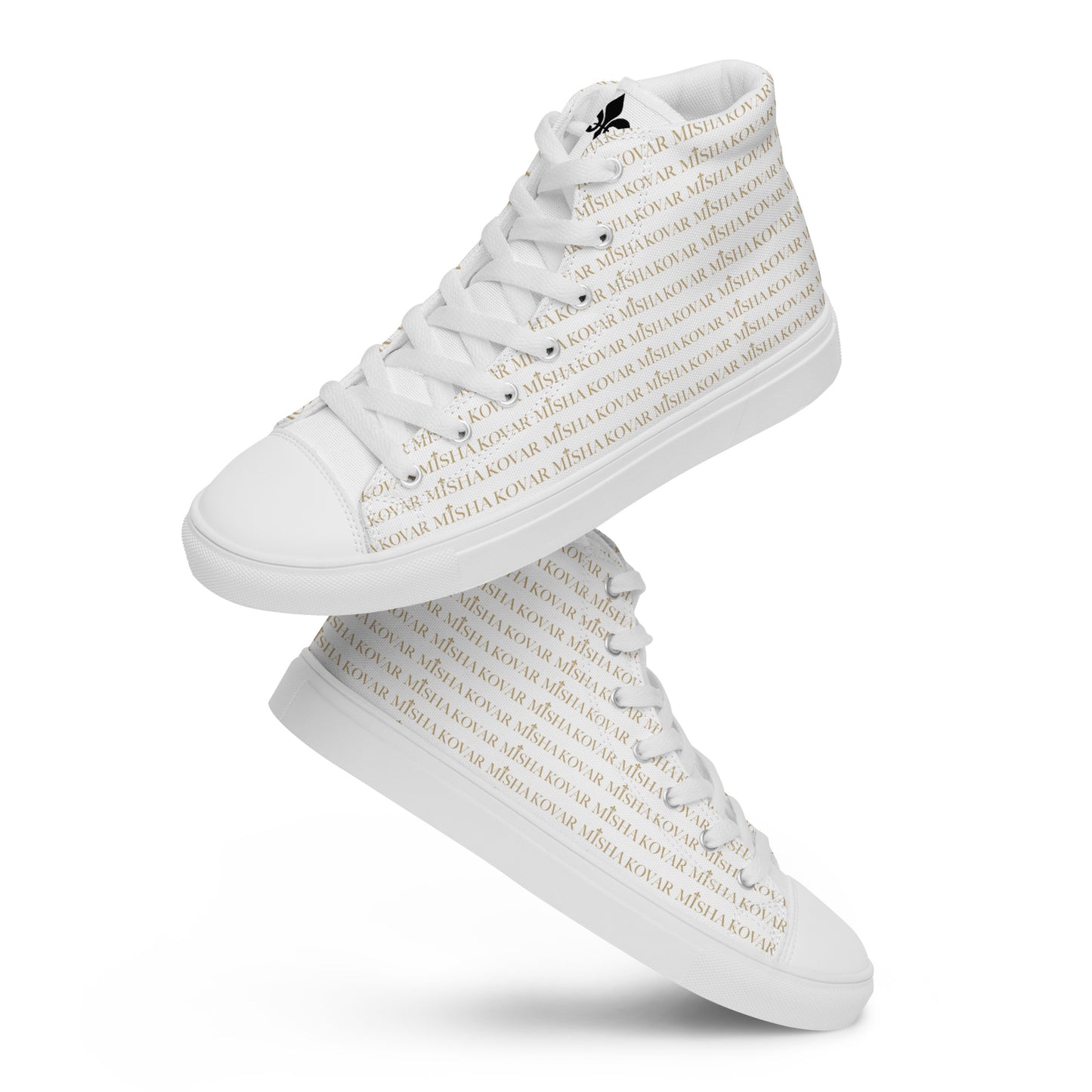 Misha Kovar "Glamorous" High-Top Leinenschuhe für Damen (weiß - gold)