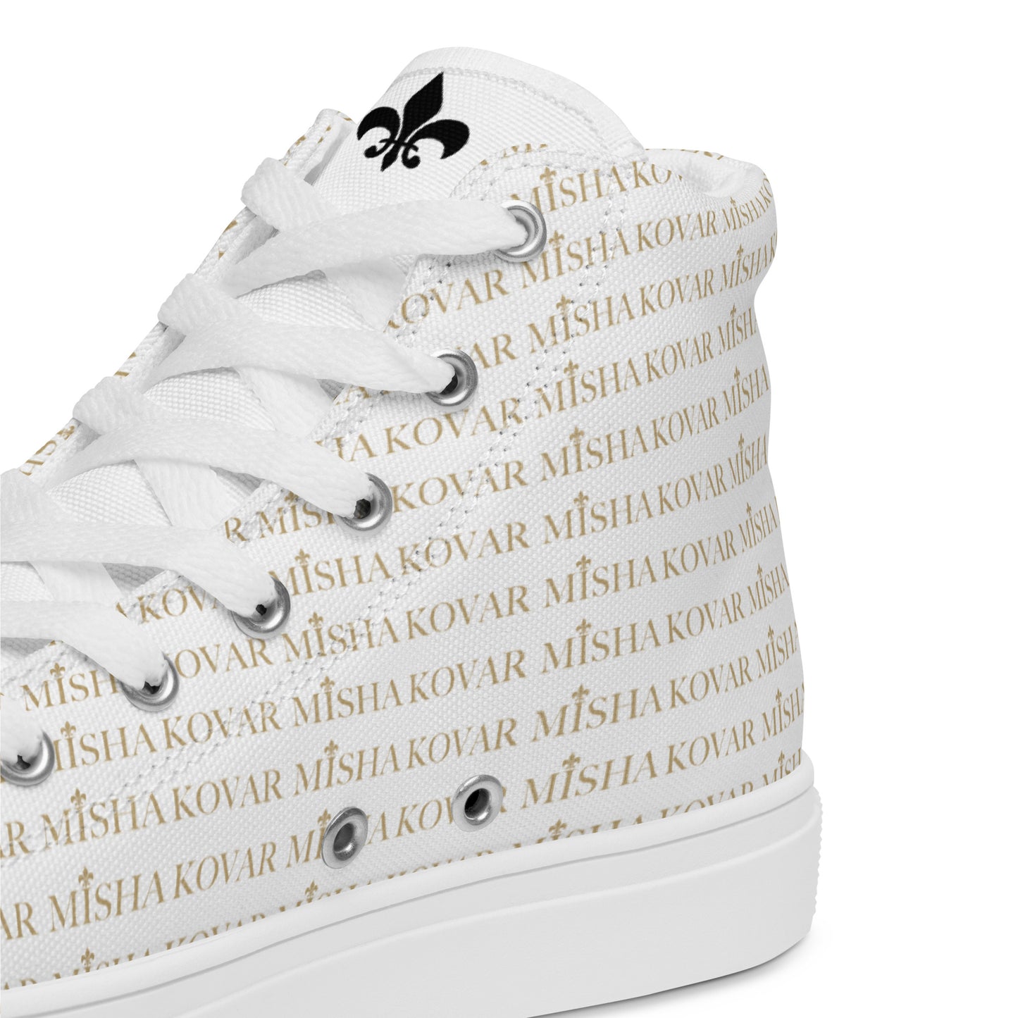 Misha Kovar "Glamorous" High-Top Leinenschuhe für Damen (weiß - gold)